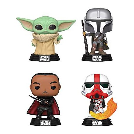 Funko Pop! Star Wars Grogu/ the Mandalorian/ Moff Gideon/ Incinerator Stormtrooper Glow in the dark 4-pack Special Edition