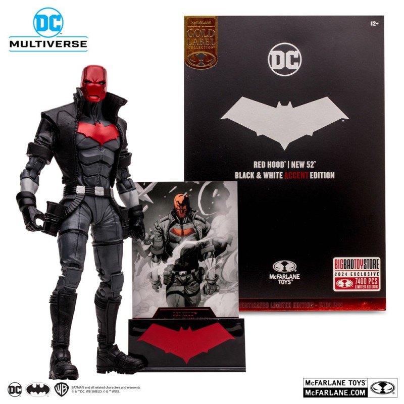 DC Multiverse (McFarlane) - Red Hood New 52 Black and White Accent Edition Gold Label