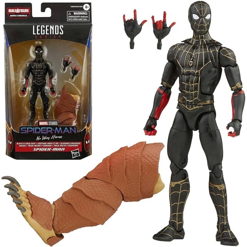 Marvel Legends No Way Home Black and Gold Suit Spider-Man 6 Inch Action Figure (BAF: Armadillo)