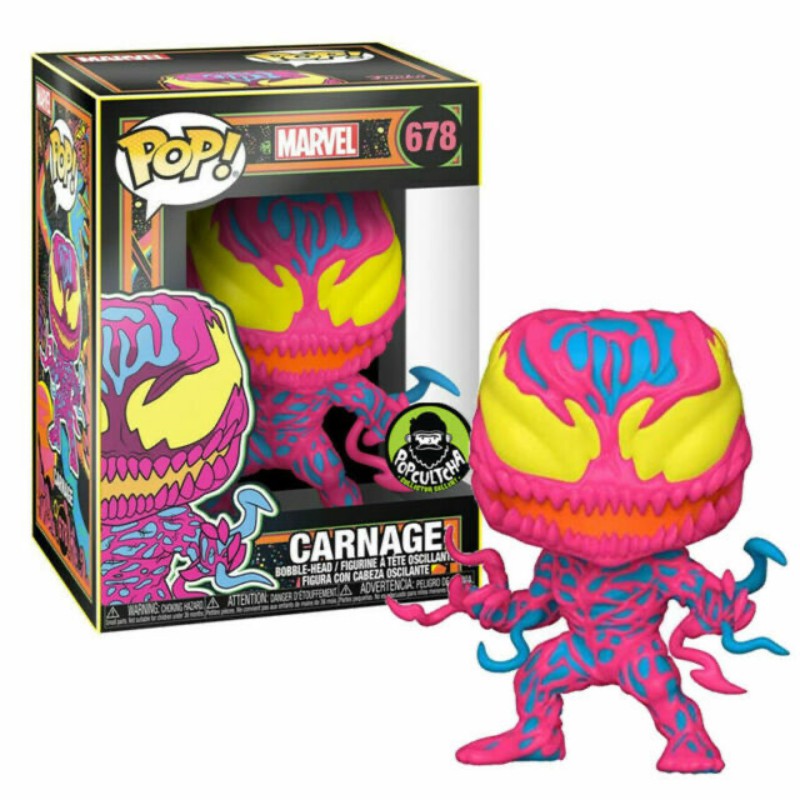 Funko Pop! Marvel - Carnage Spider-man Villain (Blacklight) Popcultcha Exclusive 678